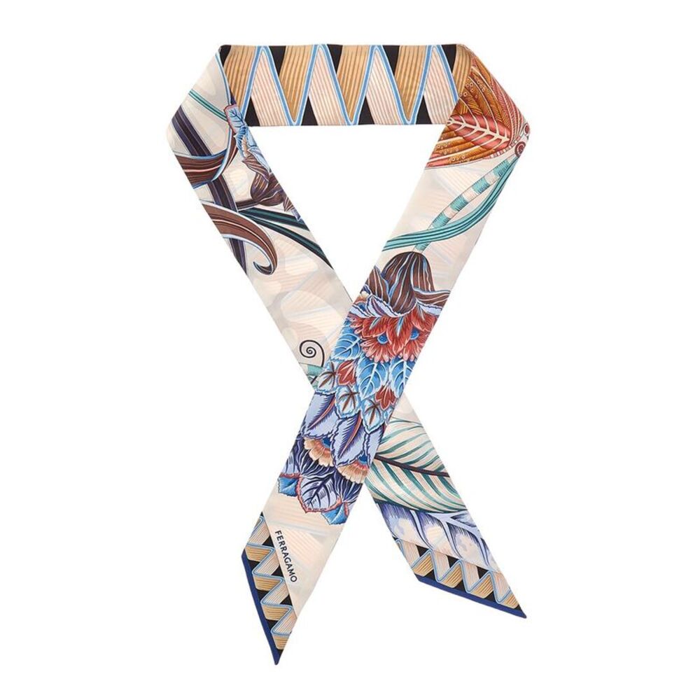 Ferragamo Butterflies Print Silk Scarf, White